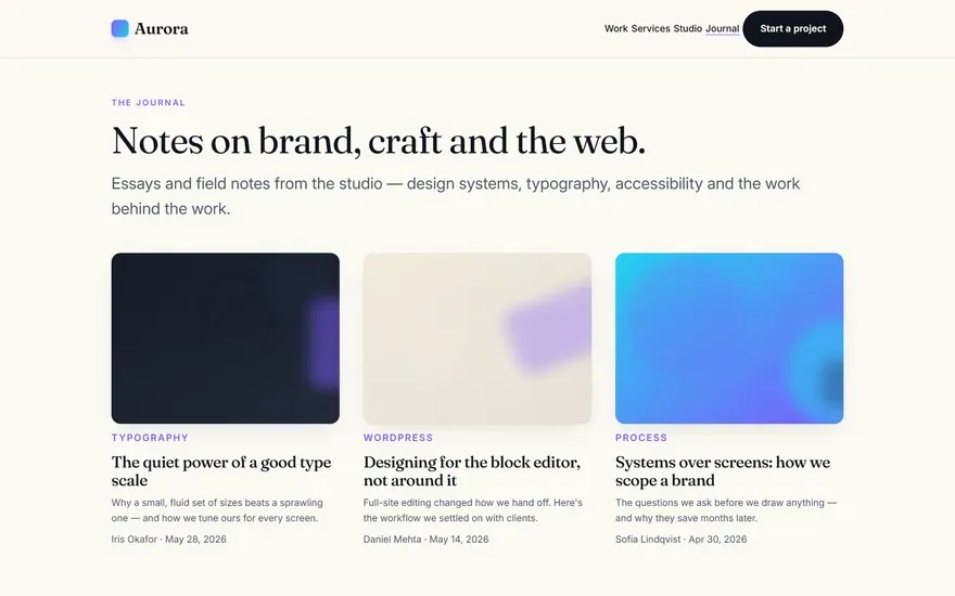 AURORA — WordPress Block Theme screenshot 3