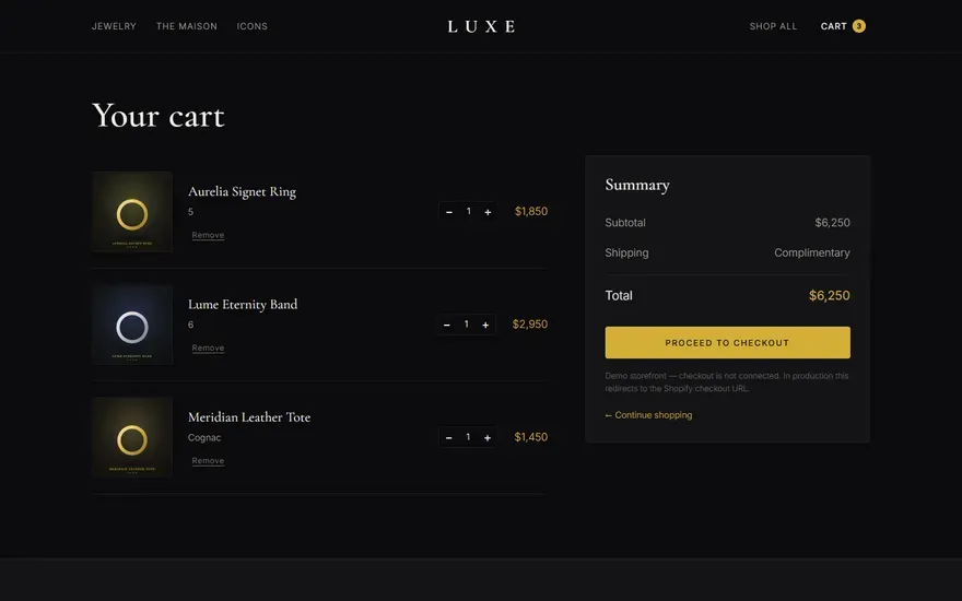 LUXE — Shopify Hydrogen Storefront screenshot 4
