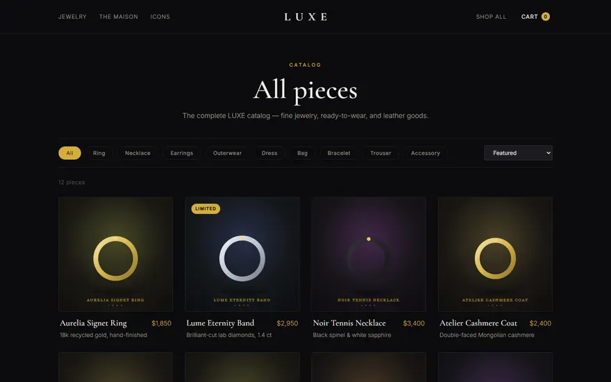 LUXE — Shopify Hydrogen Storefront screenshot 2