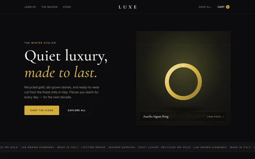 LUXE — Shopify Hydrogen Storefront screenshot 1