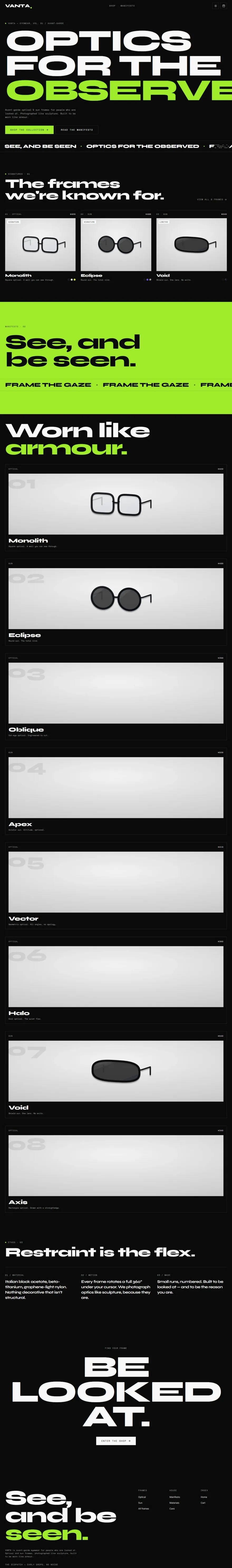 VANTA — Avant-Garde Eyewear screenshot 1
